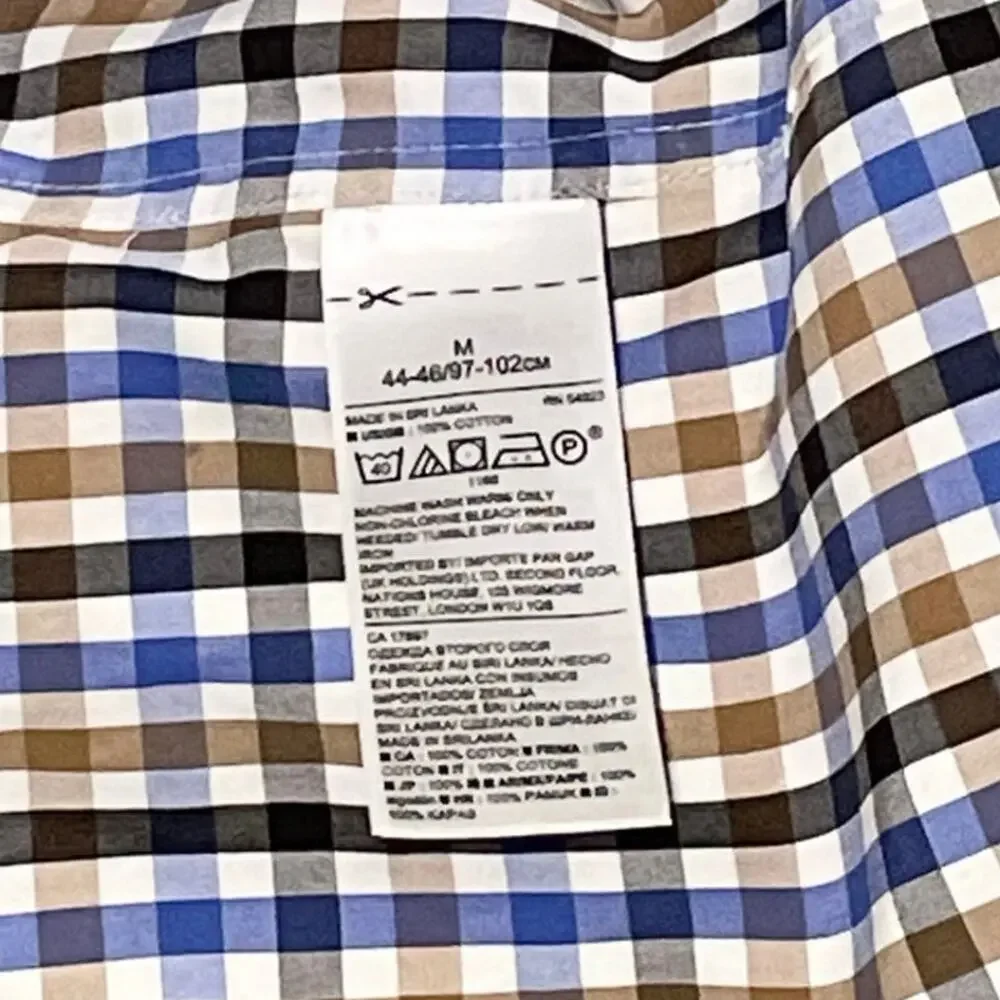 Banana Republic Supima Cotton Sport Shirt Men’s M Blue Brown Plaid